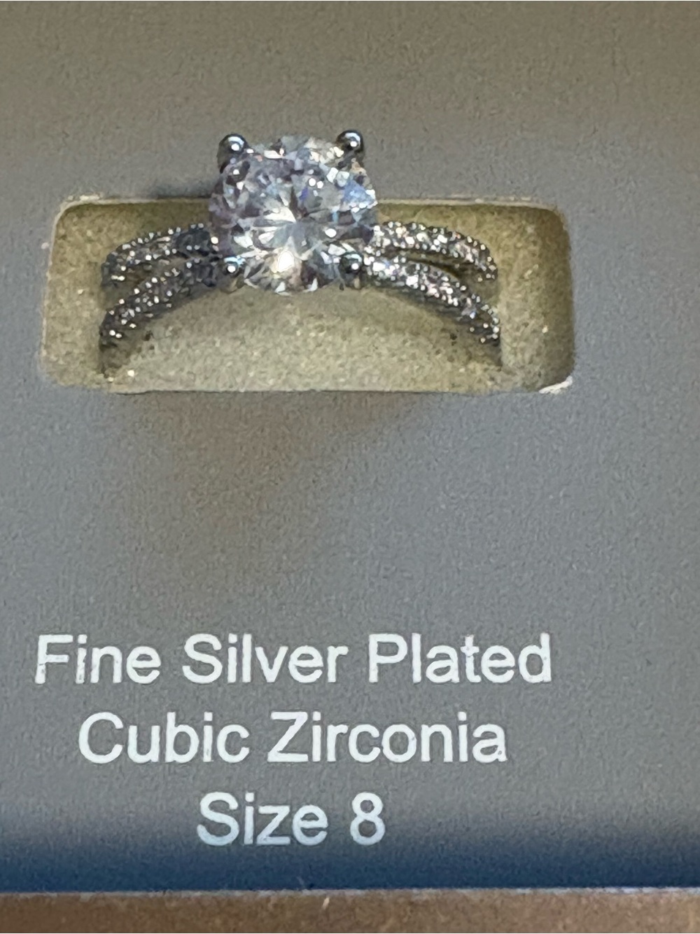 Believe by Brilliance CZ Ring Size 8 Silver Plated Engagement Style NIB